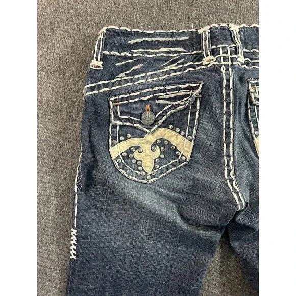 VTG Y2K Laguna Beach Jean Co 28x34 Embroidered Thick Stitch Low Rise Bootcut USA - Picture 11 of 13